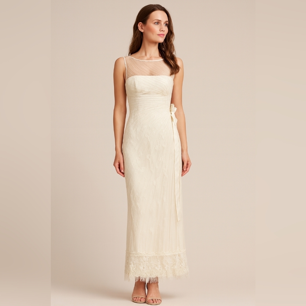 Elegant Cream Strapless Wedding Gown